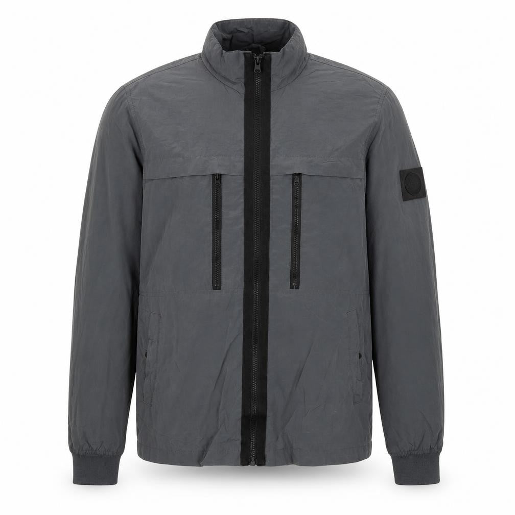 Front view of Burton men’s grey rain coat coat, size XS, zip