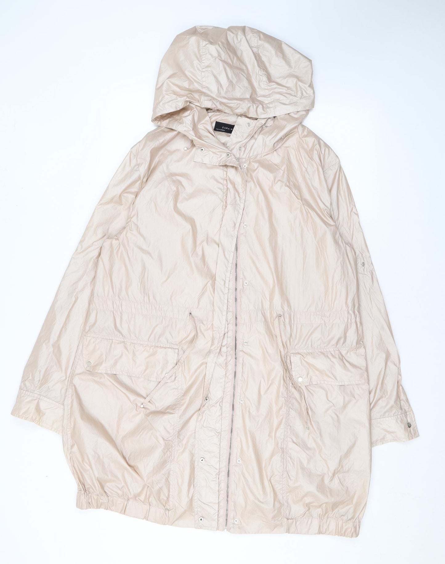 Zara Womens Pink Rain Coat Coat Size S Zip