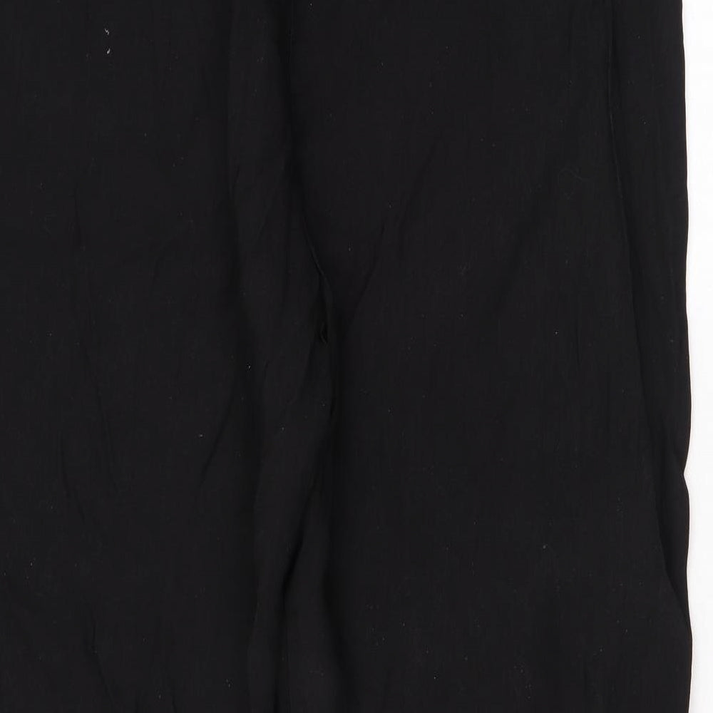 Marks and Spencer Womens Black Lyocell Cropped Trousers Size 14 L21 in Regular Drawstring