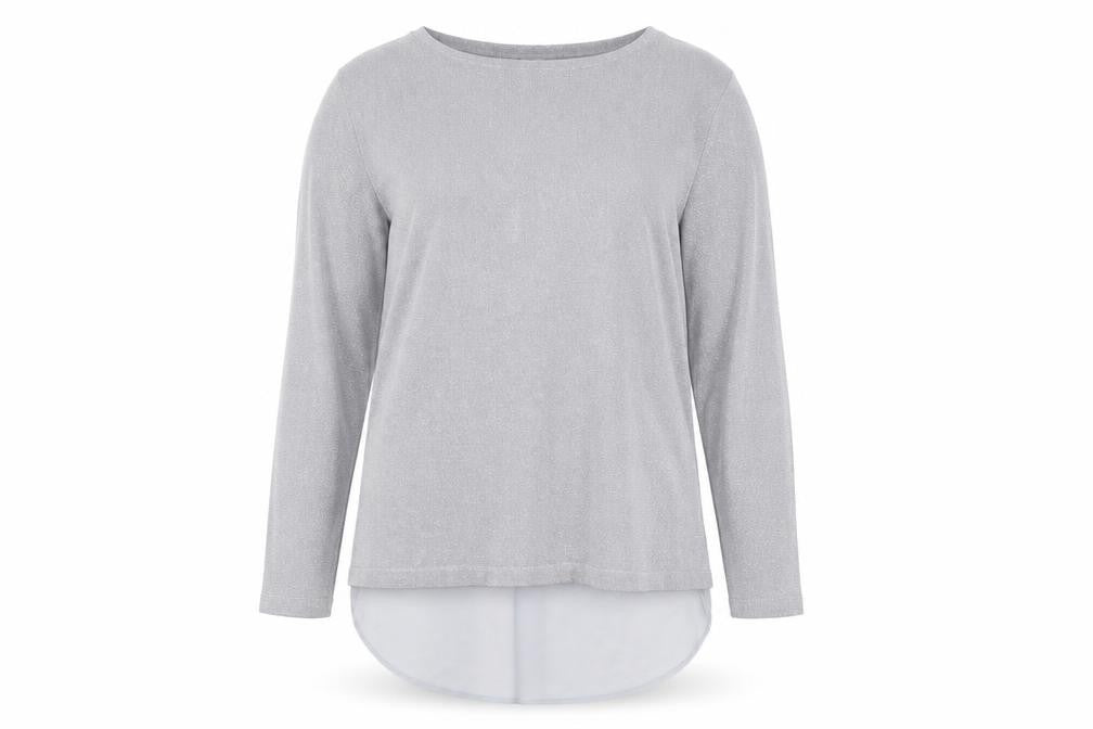 Front view of Body Flirt men’s grey round neck polyester jumper, size L, long sleeve