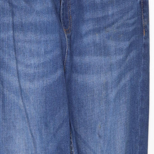 Marks and Spencer Womens Blue Cotton Skinny Jeans Size 14 L28 in Regular Zip