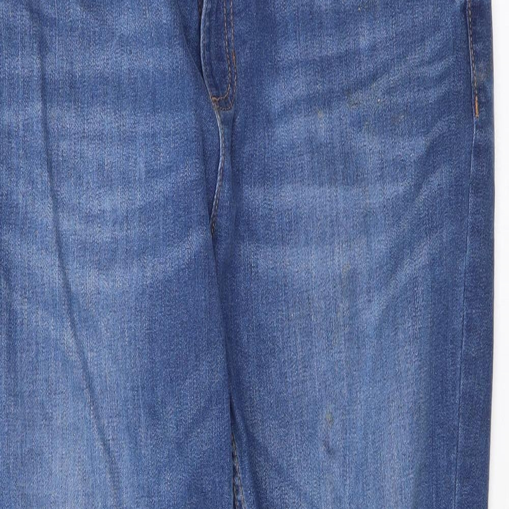 Marks and Spencer Womens Blue Cotton Skinny Jeans Size 14 L28 in Regular Zip