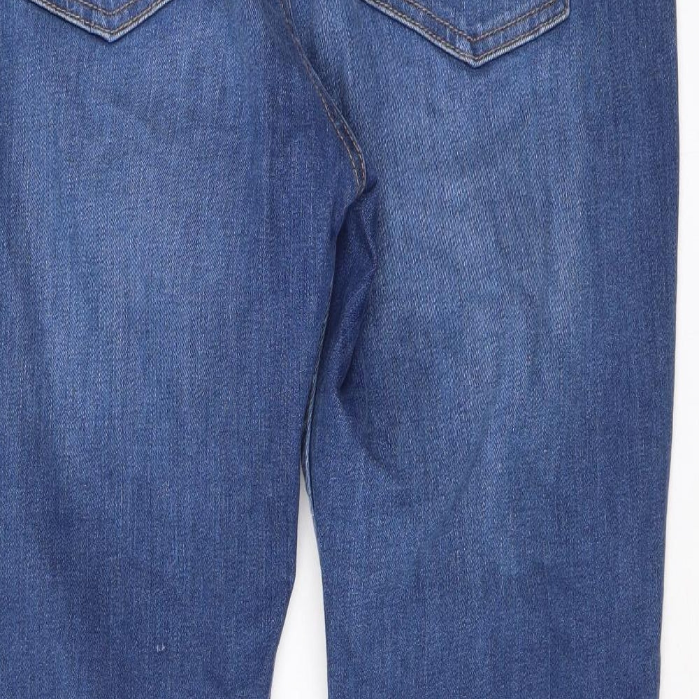 Marks and Spencer Womens Blue Cotton Skinny Jeans Size 14 L28 in Regular Zip