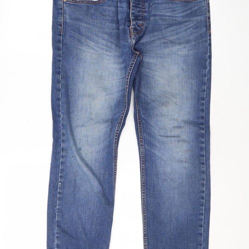 Burton Mens Blue Cotton Straight Jeans Size 32 in L26 in Regular Button