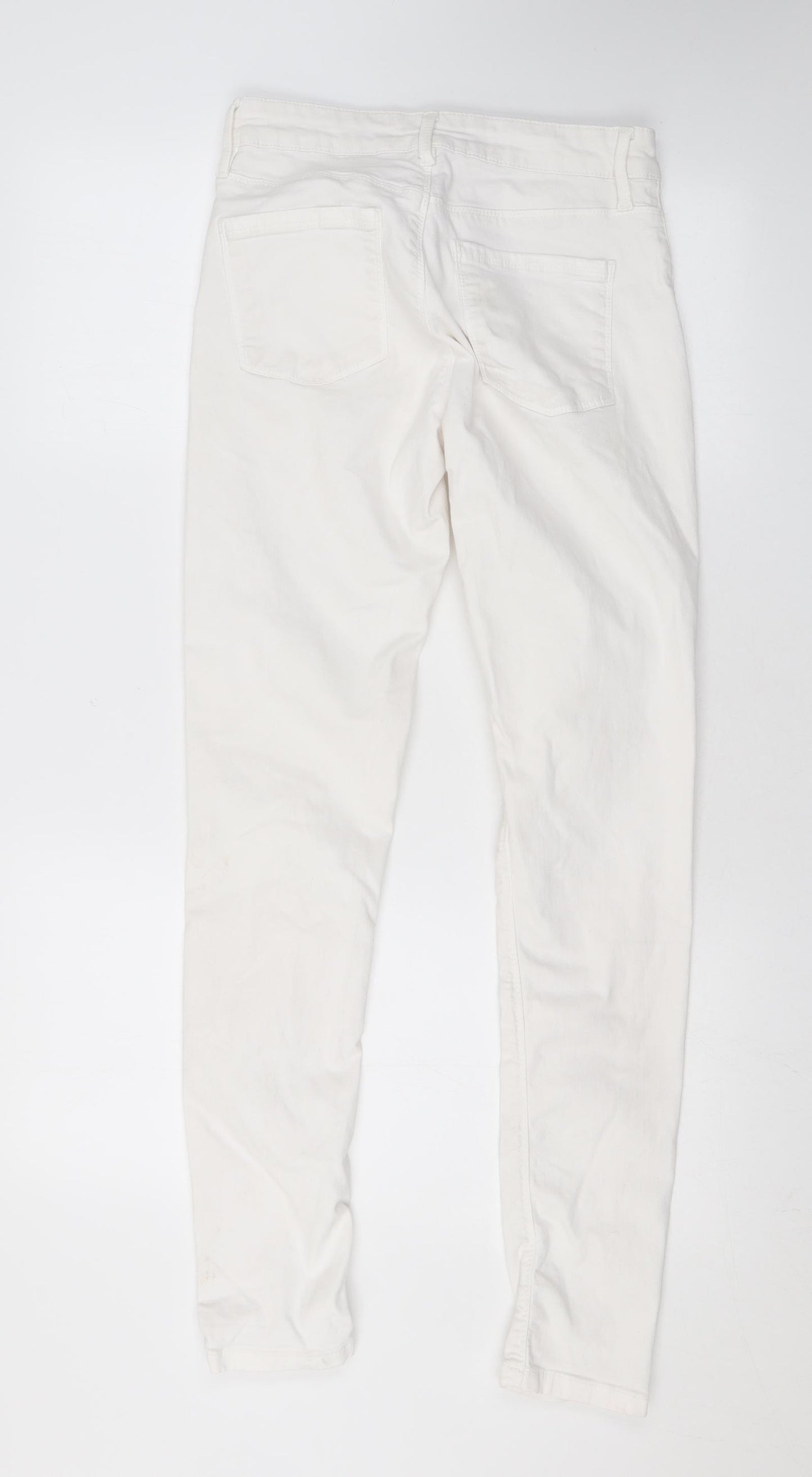 Oasis Womens White Cotton Skinny Jeans Size 12 L28 in Regular Zip