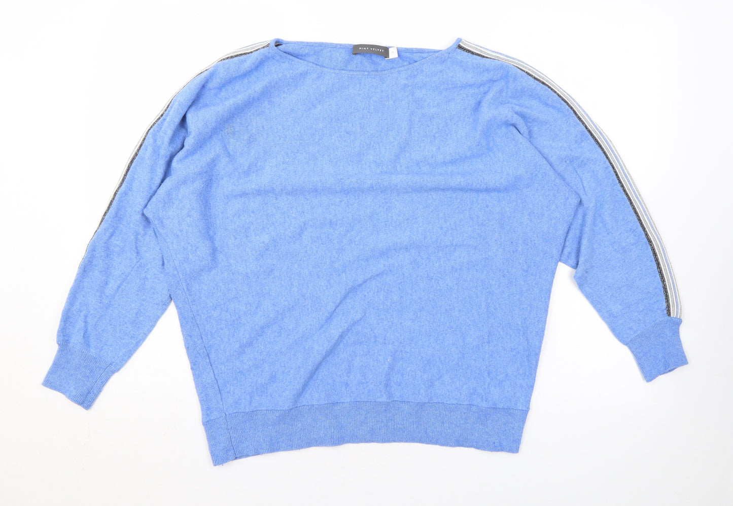 Mint Velvet Womens Blue Round Neck Cotton Pullover Jumper Size M