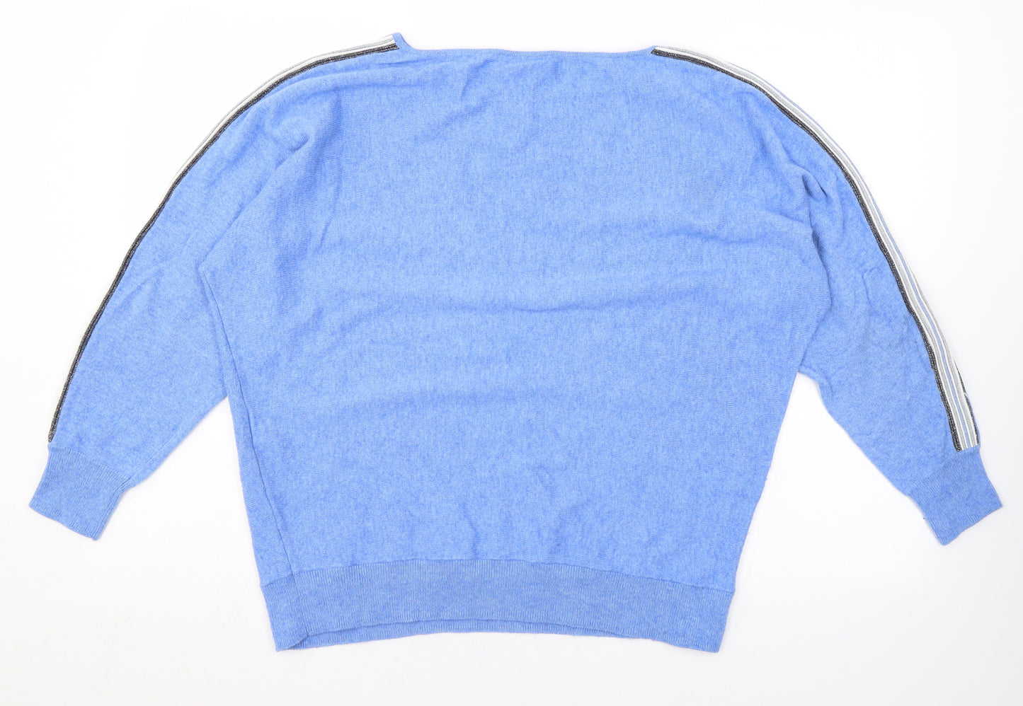 Mint Velvet Womens Blue Round Neck Cotton Pullover Jumper Size M