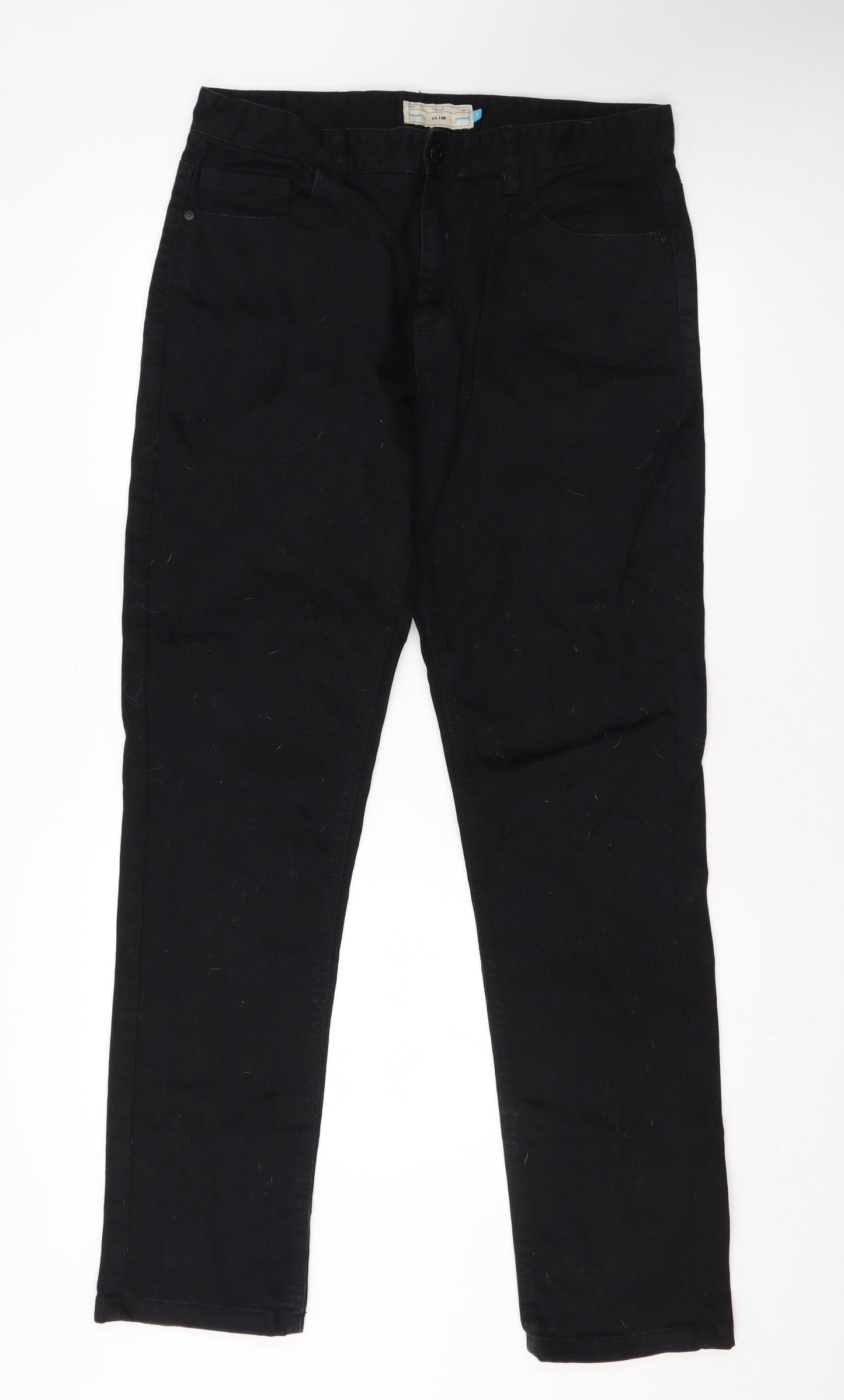 NEXT Mens Black Cotton Straight Jeans Size 34 in L31 in Regular Zip