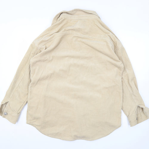 Denim & Co. Womens Beige Cotton Basic Button-Up Size 10 Collared