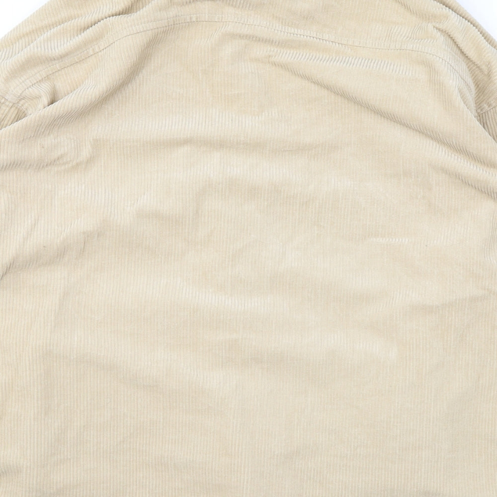 Denim & Co. Womens Beige Cotton Basic Button-Up Size 10 Collared