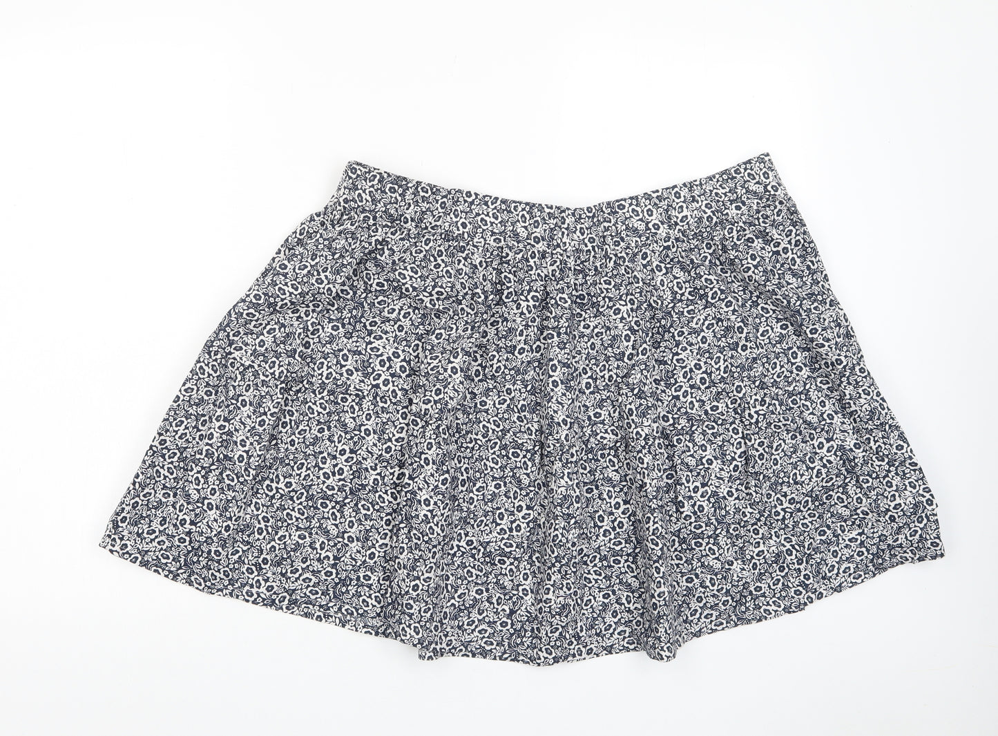 Marks and Spencer Womens Brown Floral Cotton A-Line Skirt Size 18 - Elasticated waist