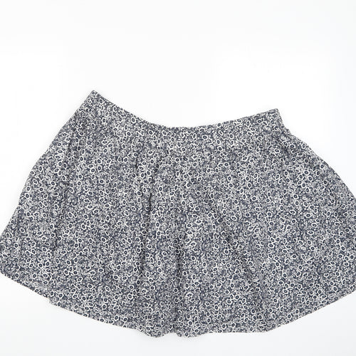 Marks and Spencer Womens Brown Floral Cotton A-Line Skirt Size 18 - Elasticated waist