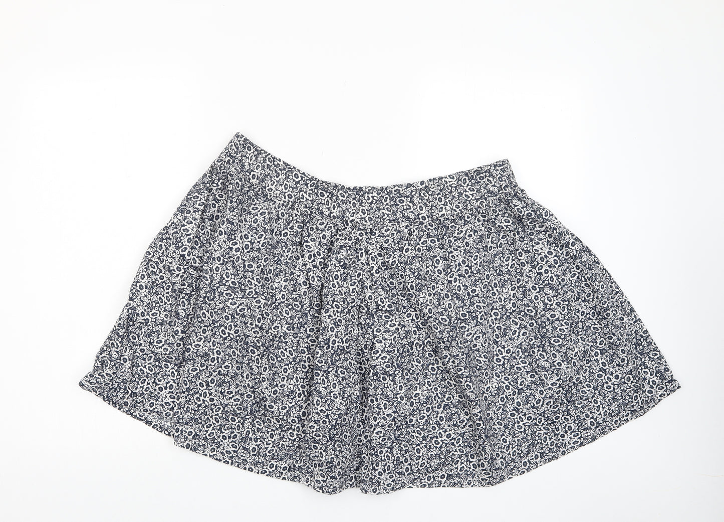 Marks and Spencer Womens Brown Floral Cotton A-Line Skirt Size 18 - Elasticated waist