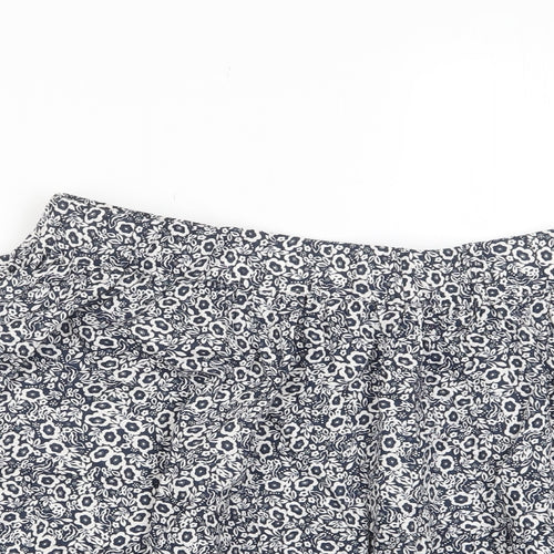 Marks and Spencer Womens Brown Floral Cotton A-Line Skirt Size 18 - Elasticated waist