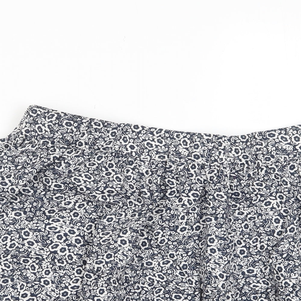 Marks and Spencer Womens Brown Floral Cotton A-Line Skirt Size 18 - Elasticated waist