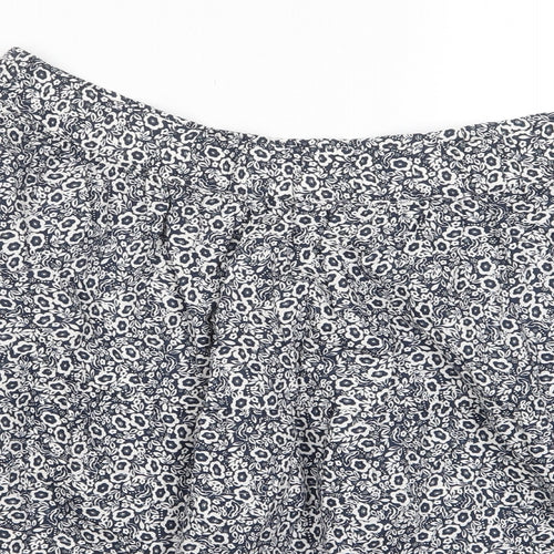 Marks and Spencer Womens Brown Floral Cotton A-Line Skirt Size 18 - Elasticated waist