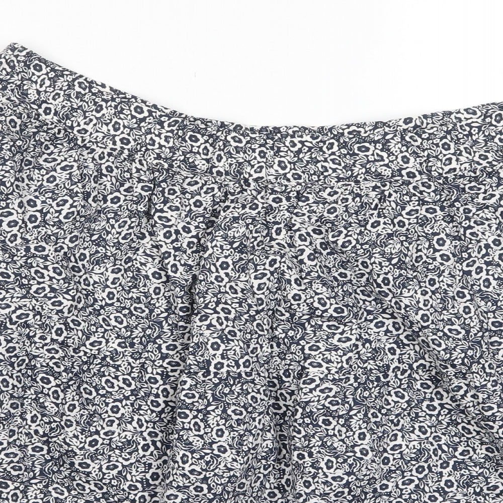 Marks and Spencer Womens Brown Floral Cotton A-Line Skirt Size 18 - Elasticated waist