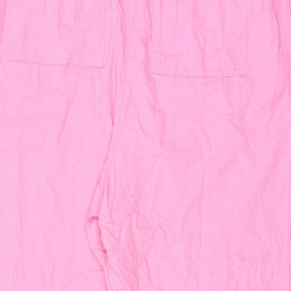 Marks and Spencer Womens Pink Linen Trousers Size 24 L22 in Regular Drawstring - Pockets