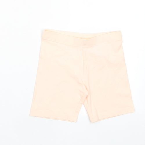 Marks and Spencer Girls Pink Cotton Biker Shorts Size 5-6 Years L4 in Regular - Elasticated waist