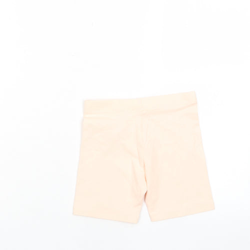 Marks and Spencer Girls Pink Cotton Biker Shorts Size 5-6 Years L4 in Regular - Elasticated waist