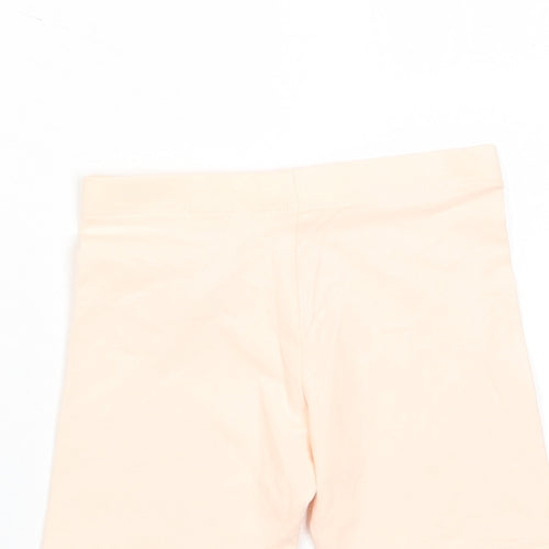 Marks and Spencer Girls Pink Cotton Biker Shorts Size 5-6 Years L4 in Regular - Elasticated waist