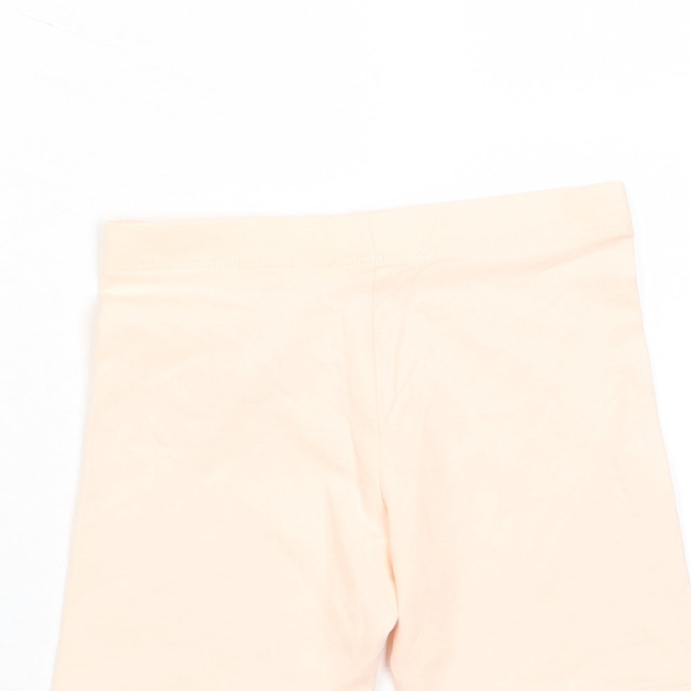 Marks and Spencer Girls Pink Cotton Biker Shorts Size 5-6 Years L4 in Regular - Elasticated waist