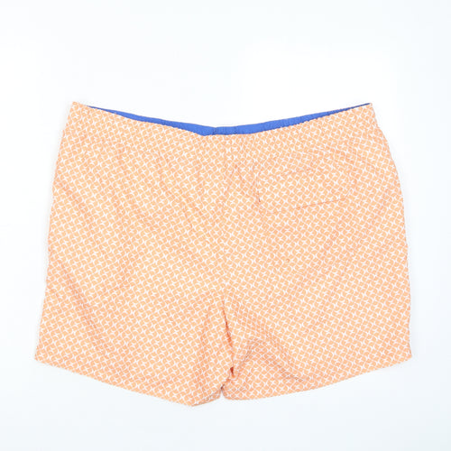 Marks and Spencer Mens Orange Geometric Polyester Sweat Shorts Size 2XL L6 in Regular Drawstring - Swim shorts, Pockets, Elastic Waist