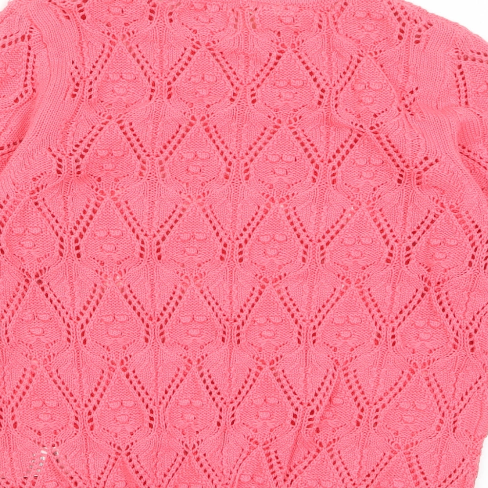 Per Una Womens Pink Crew Neck Cotton Pullover Jumper Size S