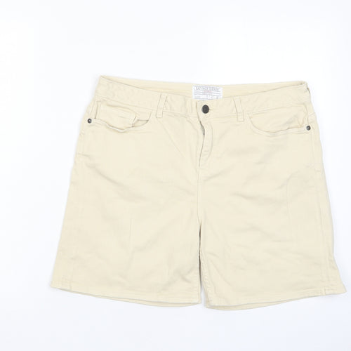 Fat Face Womens Beige Cotton Bermuda Shorts Size 12 L6 in Regular Zip - Pockets