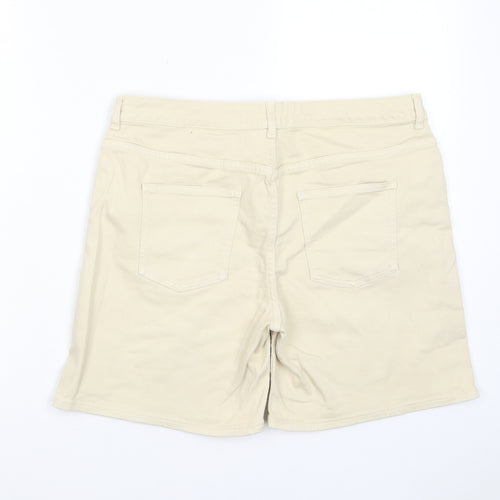 Fat Face Womens Beige Cotton Bermuda Shorts Size 12 L6 in Regular Zip - Pockets