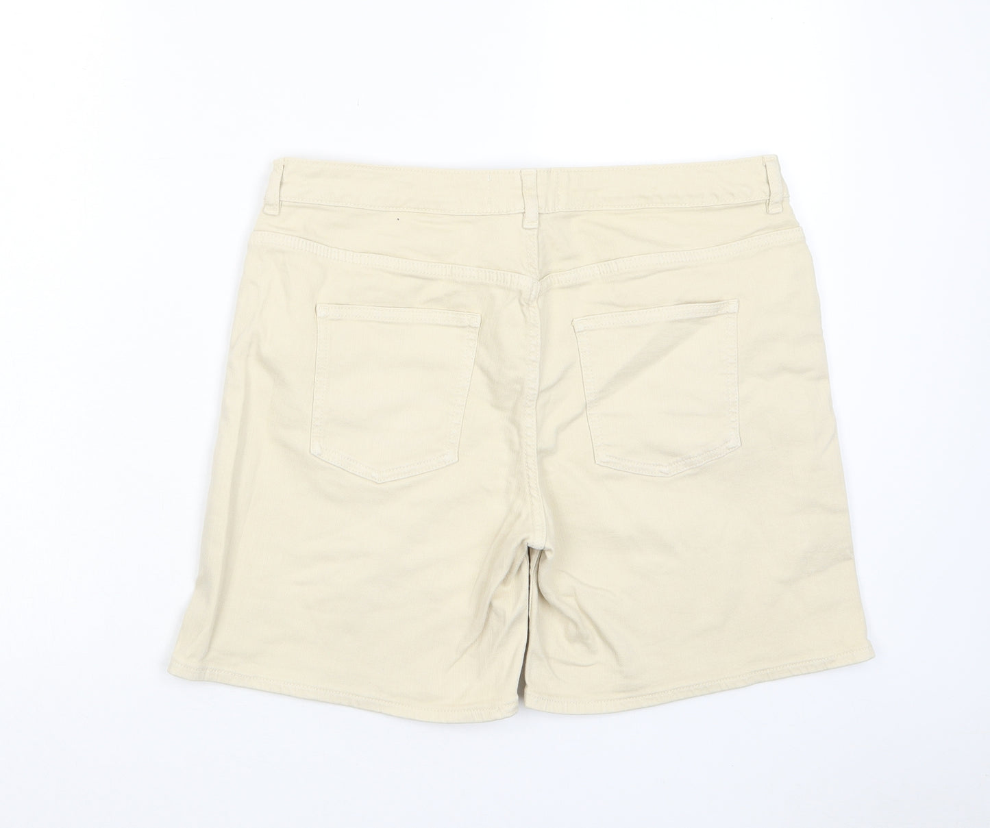Fat Face Womens Beige Cotton Bermuda Shorts Size 12 L6 in Regular Zip - Pockets