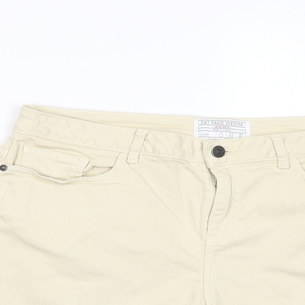 Fat Face Womens Beige Cotton Bermuda Shorts Size 12 L6 in Regular Zip - Pockets