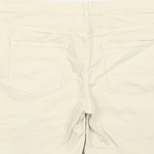 Fat Face Womens Beige Cotton Bermuda Shorts Size 12 L6 in Regular Zip - Pockets