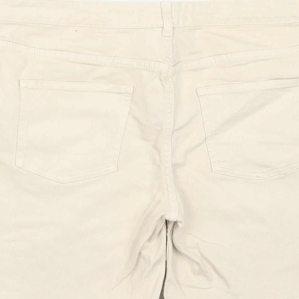 Fat Face Womens Beige Cotton Bermuda Shorts Size 12 L6 in Regular Zip - Pockets