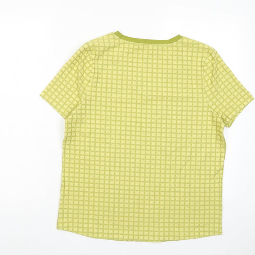 Intersoft Designs Womens Green Polyester Basic T-Shirt Size M V-Neck - Embroidered