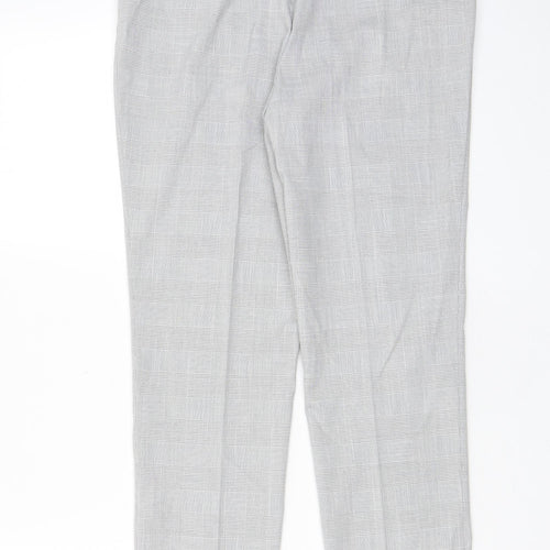 Marks and Spencer Boys Grey Plaid Polyester Dress Pants Trousers Size 11-12 Years L26 in Regular Hook & Eye - Pockets