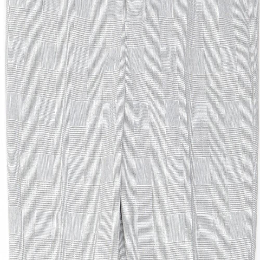 Marks and Spencer Boys Grey Plaid Polyester Dress Pants Trousers Size 11-12 Years L26 in Regular Hook & Eye - Pockets
