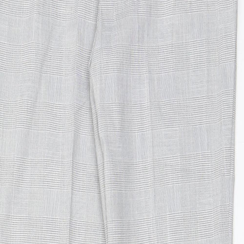 Marks and Spencer Boys Grey Plaid Polyester Dress Pants Trousers Size 11-12 Years L26 in Regular Hook & Eye - Pockets