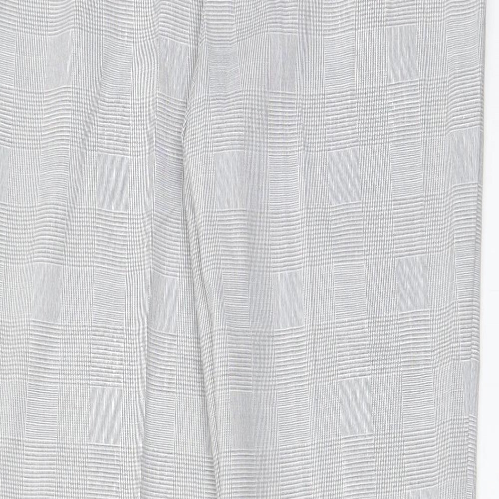 Marks and Spencer Boys Grey Plaid Polyester Dress Pants Trousers Size 11-12 Years L26 in Regular Hook & Eye - Pockets