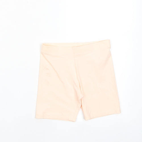 Marks and Spencer Girls Pink Cotton Biker Shorts Size 5-6 Years Regular