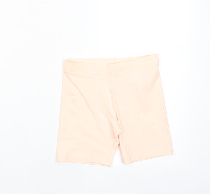 Marks and Spencer Girls Pink Cotton Biker Shorts Size 5-6 Years Regular
