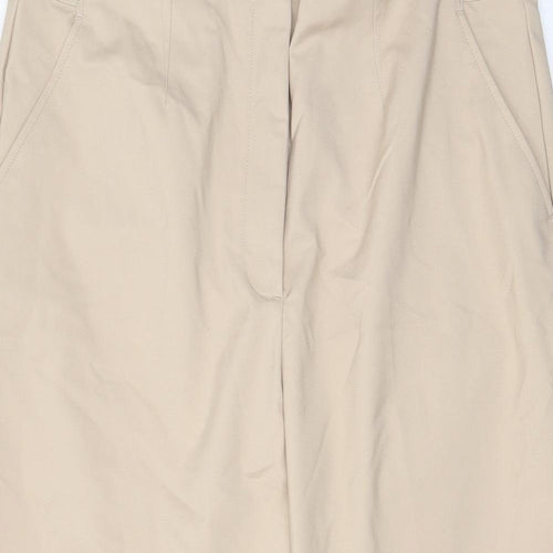 Marks and Spencer Womens Beige Cotton Trousers Size 20 L21 in Regular Hook & Eye - Pockets, Elastic waist