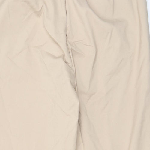 Marks and Spencer Womens Beige Cotton Trousers Size 20 L21 in Regular Hook & Eye - Pockets, Elastic waist