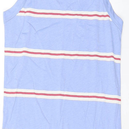 Marks and Spencer Womens Blue Striped Cotton Tank Dress Size S Crew Neck Pullover