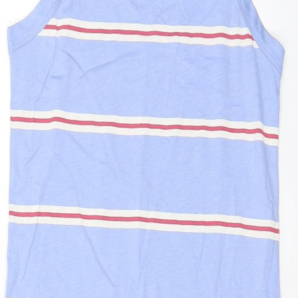 Marks and Spencer Womens Blue Striped Cotton Tank Dress Size S Crew Neck Pullover