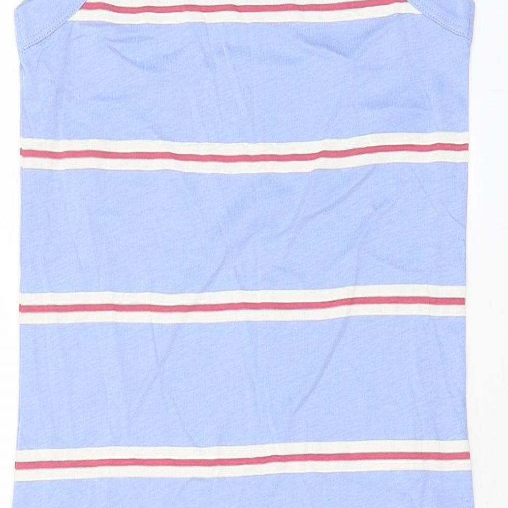Marks and Spencer Womens Blue Striped Cotton Tank Dress Size S Crew Neck Pullover
