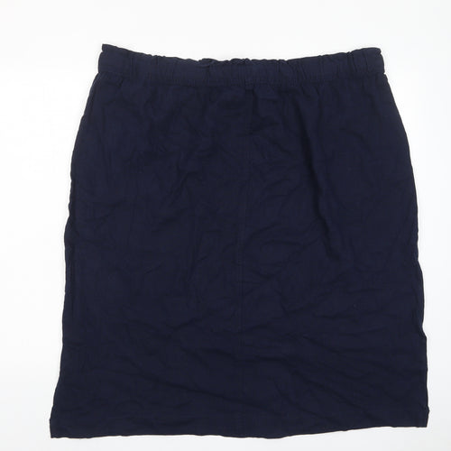 Marks and Spencer Womens Blue Linen A-Line Skirt Size 24 Drawstring - Pockets