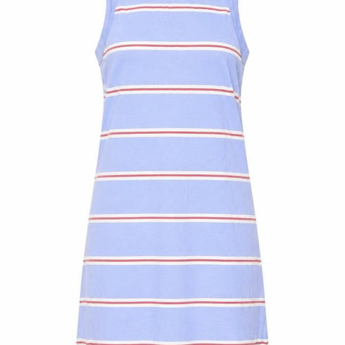 Marks and Spencer Womens Blue Striped Cotton Tank Dress Size S Crew Neck Pullover