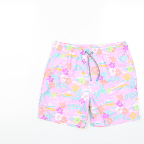 Marks and Spencer Girls Multicoloured Floral Polyester Sweat Shorts Size 12-13 Years L6 in Regular Drawstring