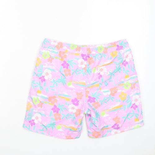 Marks and Spencer Girls Multicoloured Floral Polyester Sweat Shorts Size 12-13 Years L6 in Regular Drawstring